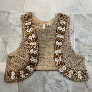 Anthropologie Sequin Knit Vest